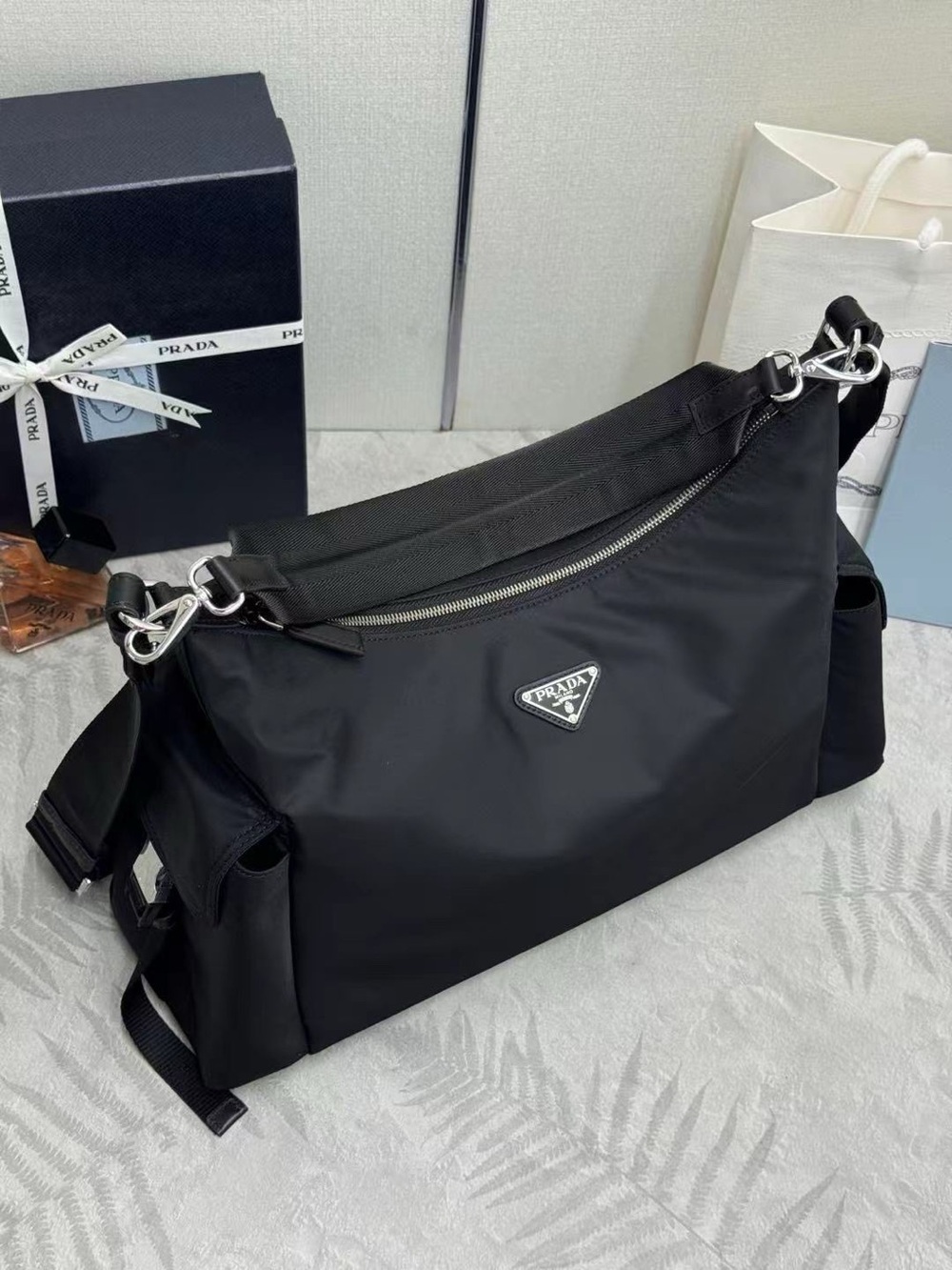 Prada Black Nylon Duffel Shoulder Bag for Men - Picture 2 of 7